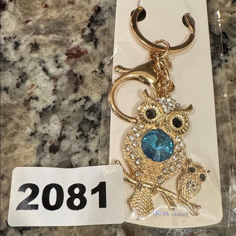 2081 Rhinestone, Owl Key Ring & Bag Charm